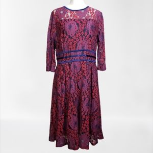 Miusol lace midi cocktail dress pink purple XL